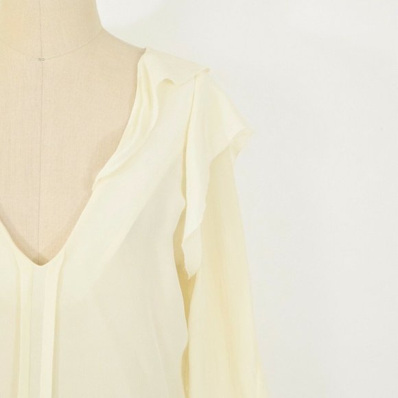 Rebecca Minkoff Ivory Silk Draped Ruffle Blouse - Picture 4 of 7